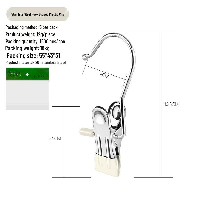 Stainless Steel Multi-Functional Clips with Hooks for Drying, Clothing, and Snack Bags