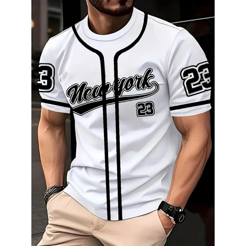 Koszulka z nadrukiem NEW YORK 23 Krótki rękaw Sportowa koszulka męska Unisex Codzienna Letnia Męska koszulka wyścigowa