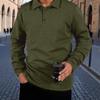 Men's Solid Color Sports Button Lapel Long Sleeve Tops Men's Casual Fashion Long Sleeve Tops