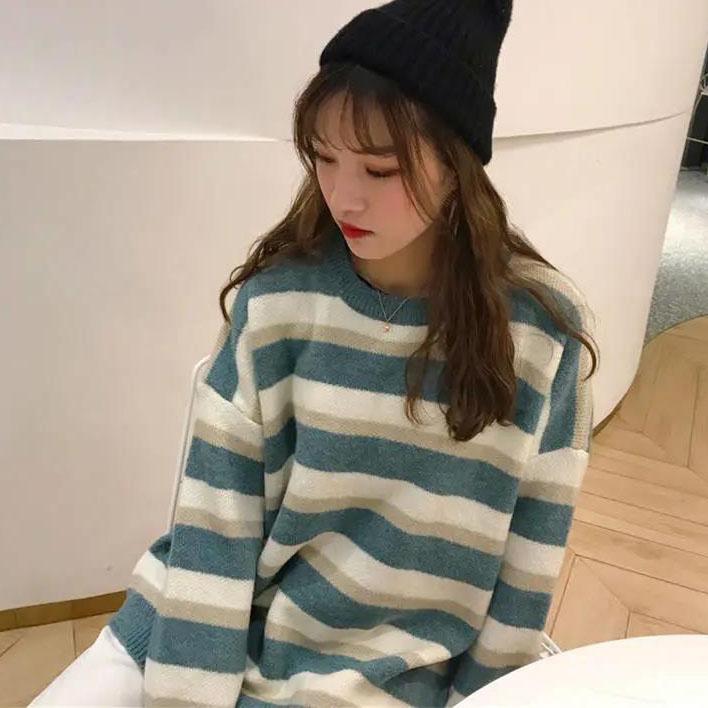 WTEMPO Women Large Size O-Neck Sweaters Loose Autumn Winter Versatile Long Sleeve Short Knitted Pullover Casual Bottoming Sweaters