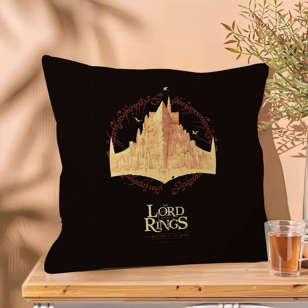 Vintage Black Classic Movie The King Rings Pillow Cover for Bedroom Room and Living Room Sofa Decorative Cushion Cover