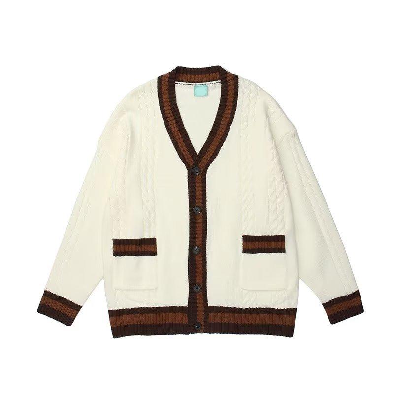 Men's Retro V-Neck Knitted Cardigan Sweater - Autumn 2022 Collection, Versatile Loose Long Sleeve Top