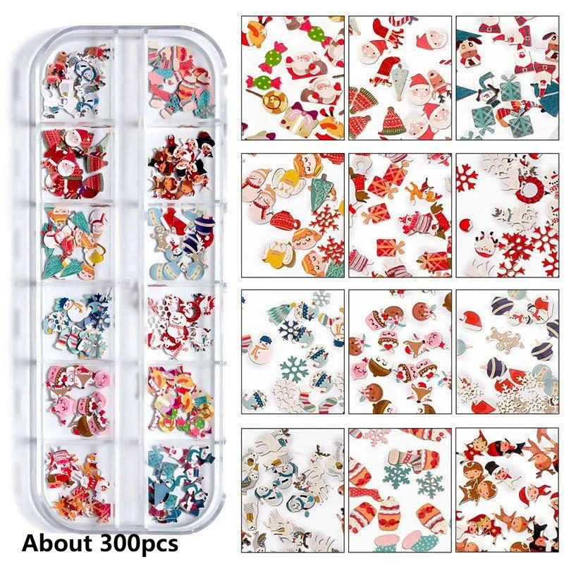 12 Gitter Herbstblätter Blumen Pailletten Holzzellstoffblatt Nagelanhänger Herbst Winter Nagelkunst Weihnachtsfeier Dekoration