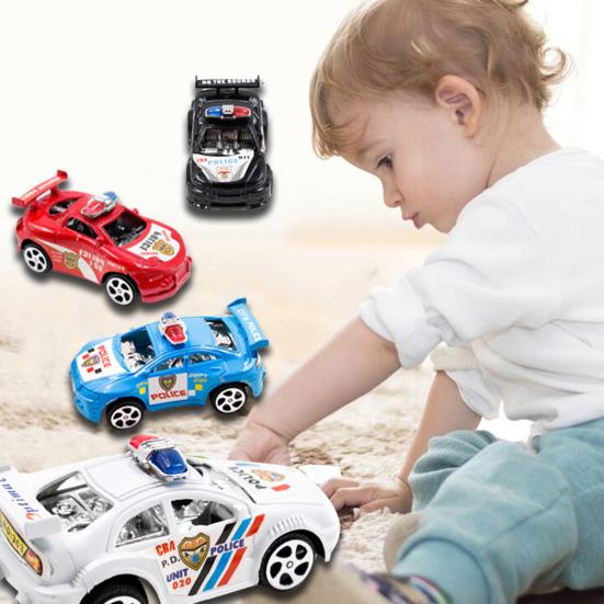 Auto a Retrazione Senza Batterie Simulazione Auto della Polizia Giocattolo Classico Riempitivo per Sacchetti Giocattoli Educativi Vari Veicoli Cartoon per Bambini Giocattolo Modello Bomboniera