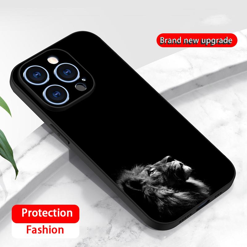 

Cool king lion fashion design Phone Case For iPhone 16 16e 15 14 13 12 11 Plus Mini Pro Max Soft black Shockproof Cover iPhone 16 Plus