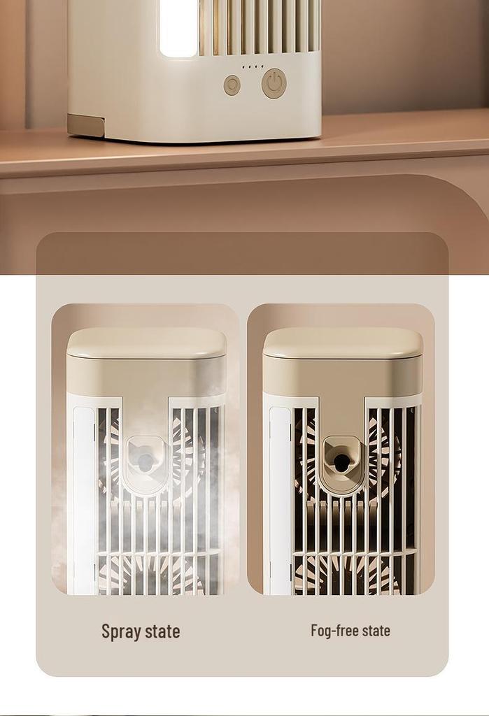 USB Mini Desktop Air Cooler & Night Light: Water-Cooled, Indoor Fan with Dormitory Spray Function