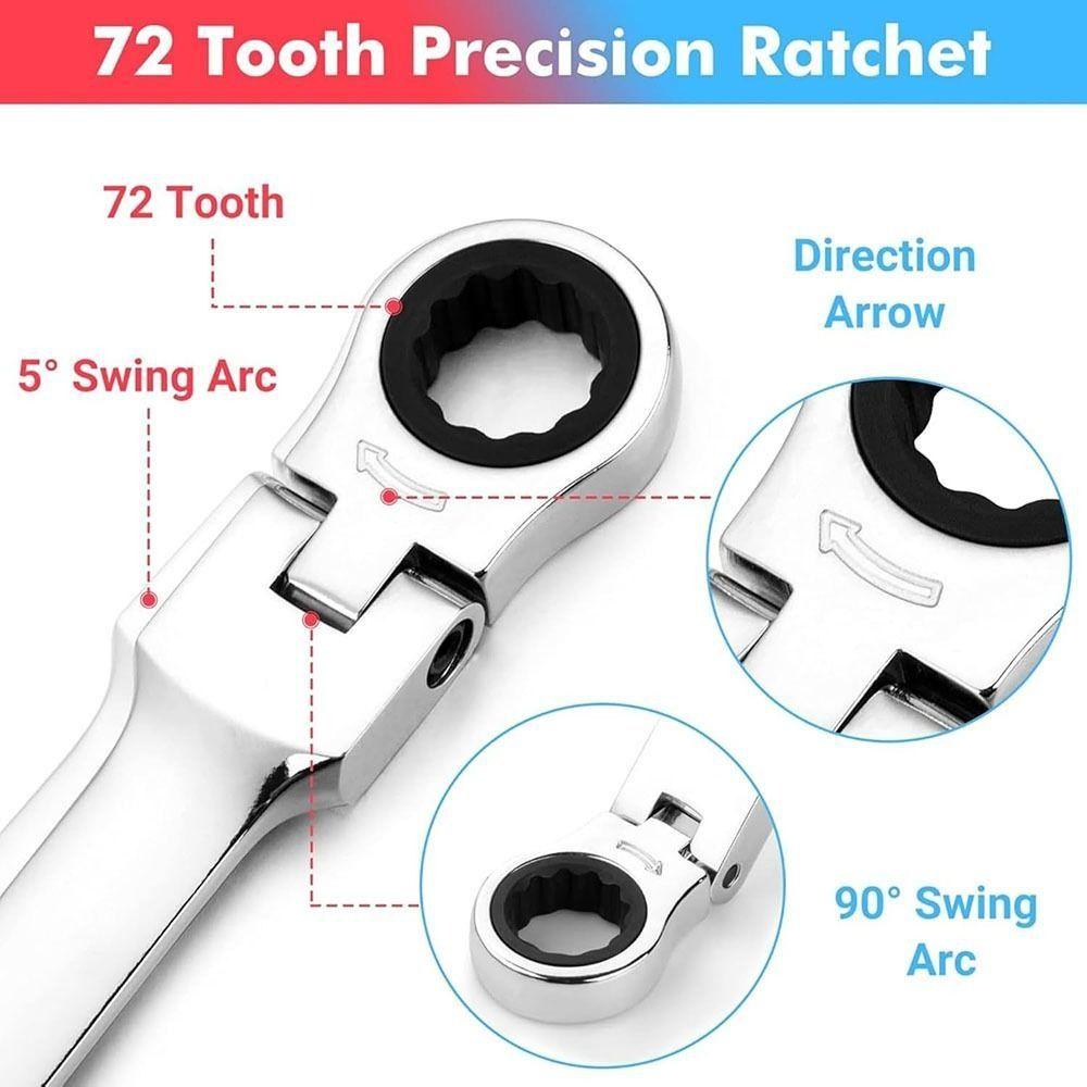 Quick Release Dual Heads Ratchet Wrench Dual Heads Ratcheting Socket Spanner Car Repair Nut Tools