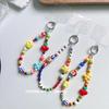 Korea Cute Colorful Macaron Bead Mobile Phone Chain Phone Case Hanging Rope Phone Anti-Lost Lanyard Key Short Wrist Pendant
