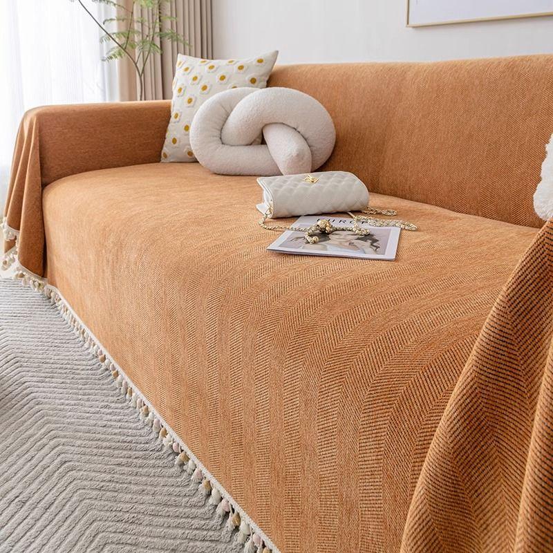 Herringbone Pattern Sofa Towel Cover Cloth Sofa Cushion Four Seasons Universal High Sense Full Covered Sofa Cover Chenille Cushion
