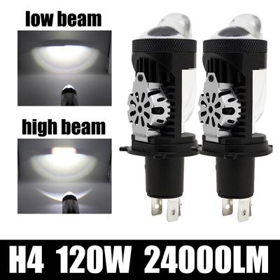 120W H4 coche motocicleta LED Mini proyector lente bombilla 24000LM 6000K faro de haz alto/bajo