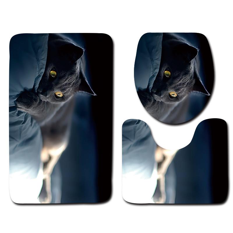 Toilet Three-Piece Floor Mat, Bathroom Three-Piece Carpet Doormat