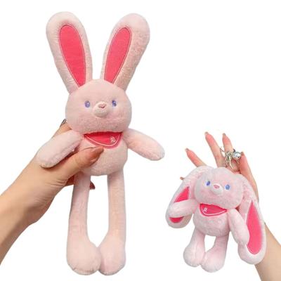Ostern Aufzieh-Hase Spielzeug 11,4" Plüsch-Kaninchen Schlüsselanhänger Lustiger Auszieh-Kaninchen Anhänger Interaktives Buntes Stofftier für Geburtstage