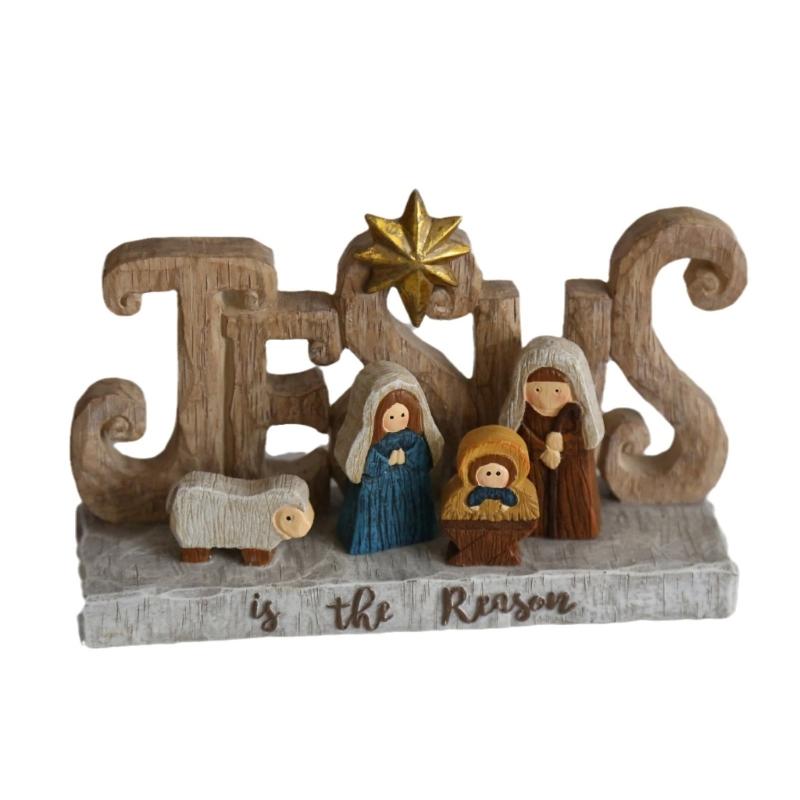 

Traditional Religious Statue Holy Family Figurine Christmas Nativity Scene Ornament Resins Craft Holiday Decoration 1