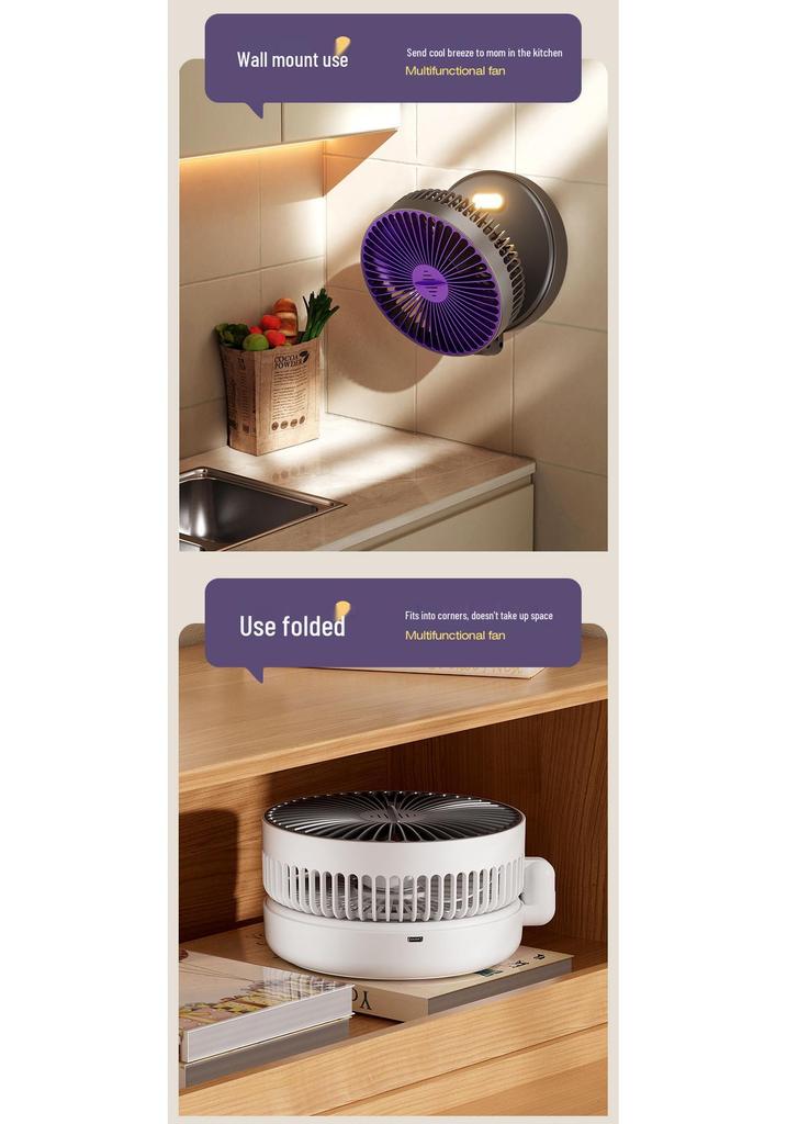 Portable USB Luminous Multifunctional Desk Fan with Silent Operation