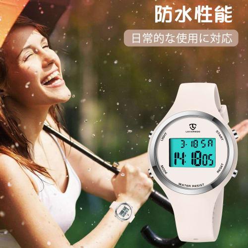 Stylish slim digital wristwatch for women, waterproof, and simple design. Multi-function watch with alarm, date, day of the week, stopwatch, and LED l