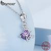 BAMOER 925 Sterling Silver Romantic Purple Zircon Rose Hanging Charms Pendant Fit DIY Making Bracelet & Bangle Fine Jewelry
