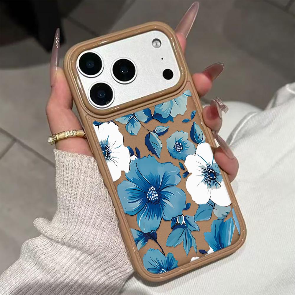 Blue Premium Flower Phone Case For IPhone 17 17Air 16 15 Case For IPhone 11 13 12 14 Pro Max 16 15 14 Plus Cover Case Funda