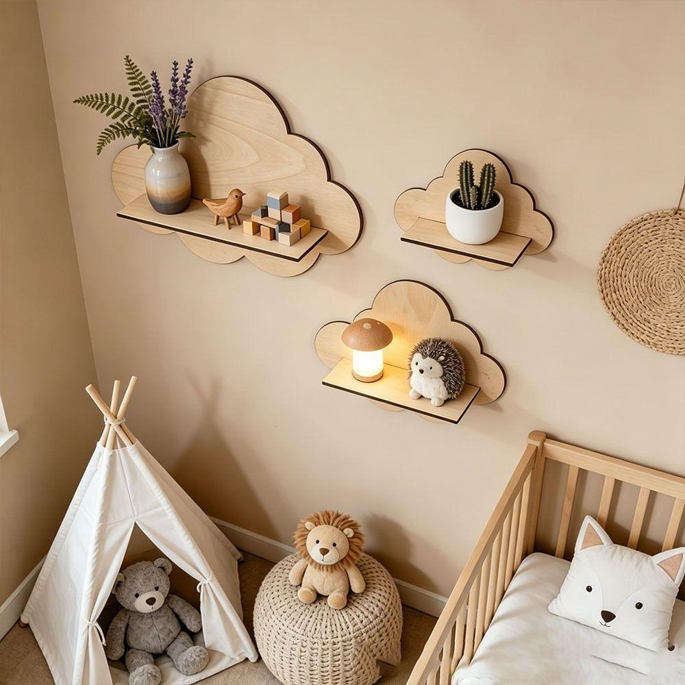 Durable Stable Cloud Shaped Wall Shelves Wall Mounted Cloud Bookshelf Nursery Decor