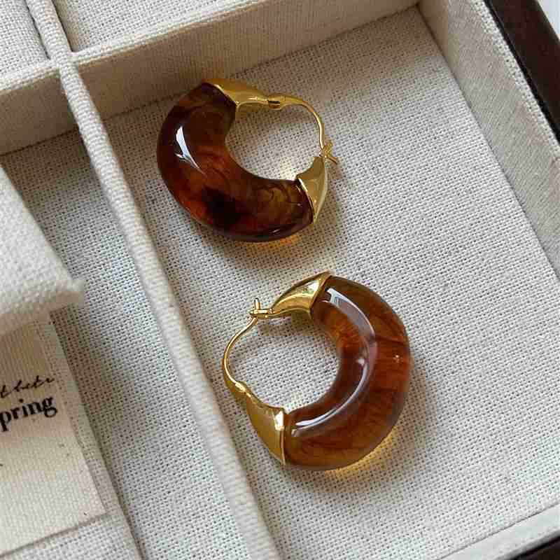 Maillard artificial tiger's eye stone ear buckle retro fashion high-end earrings light luxury temperament earrings