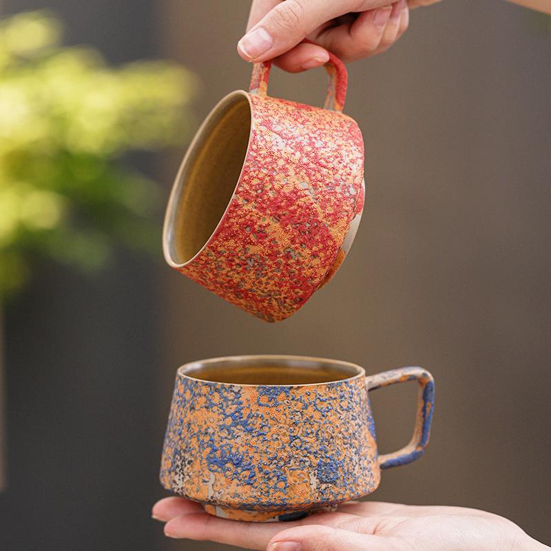 Nordischer Stil Keramik Kaffeetasse Hoher Wert Nachmittagstee Amerikanische Latte Tasse mit Blumen Klassische Tasse