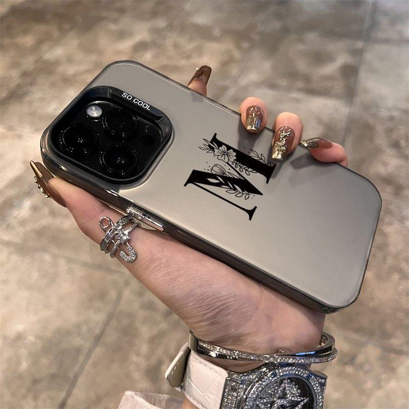 Flower Letter M Anti Fall Soft Shell, Simple and High-end Air Cushion For iPhone 11 12 13 14 15 16 17 XS XR X 12 13 Plus Pro Max SE Series Beautiful