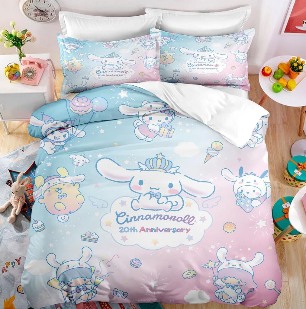 Cinnamoroll Duvet Cover Set Comforter Bedding 3d Children'S Bedding Set 3-Piece 1 Quilt Cover King Size