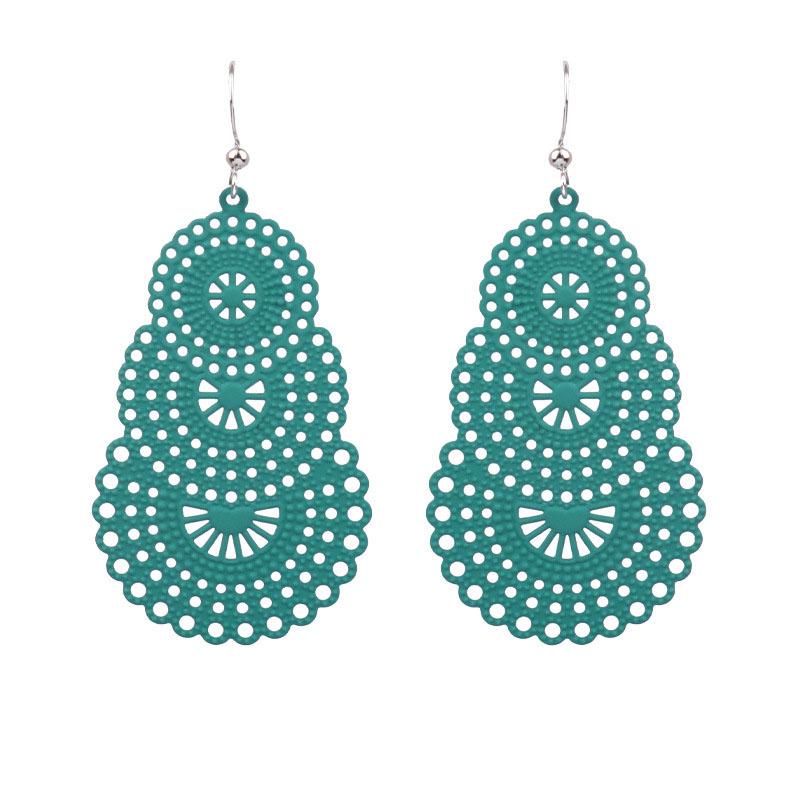 Vintage Candy Color Openwork Pattern Long Earrings For Women Jewelry Big Hollow Geometric Metal Drop Dangle Earrings Pendientes