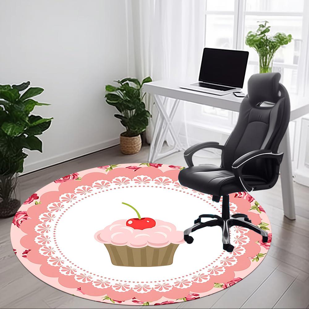 1 Stück Stuhlteppich mit Cupcake-Print für das Büro, weiche Flanell-Wurfmatte, perfekt für Büro, Feiertagsparty-Dekoration Wahl yy251113047