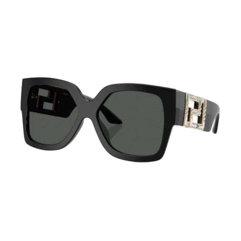 Versace Logo Acetate Square Sunglasses Women's Black 17385093 VERYAAM6BCKLLLLL00-black Lens Width