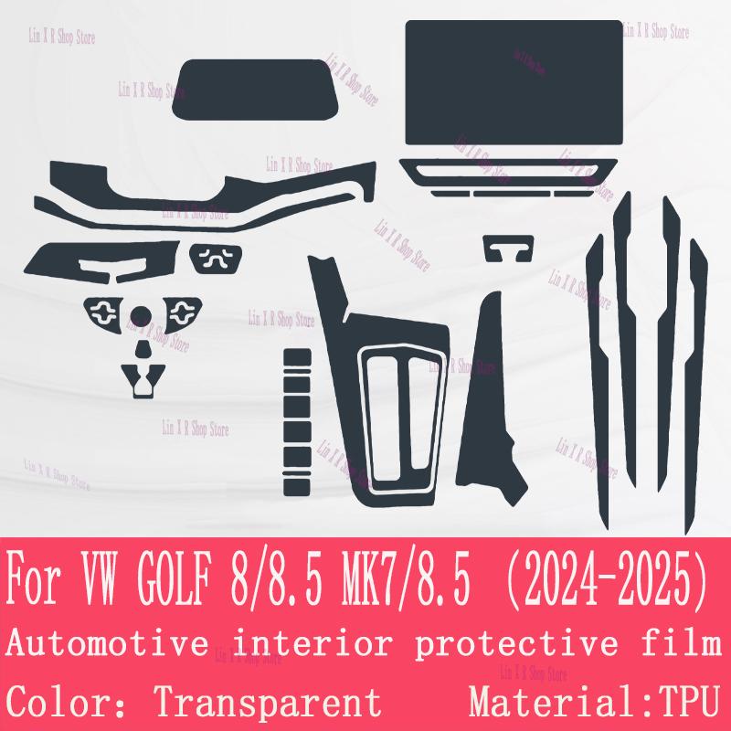 Für VW Golf 8,5 2025 Golf 8 MK8.5/7 2024 Auto Innenraum Mittelkonsole Transparentes TPU Schutzfolie Kratzfest Reparaturfolie