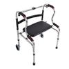 Stand Assist Folding Walker Stainless Steel Walking Aid Height Adjustable Front Wheeled Walker for The Elderly