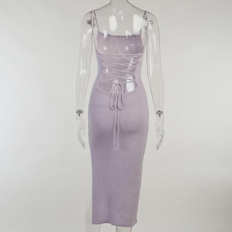 European & American Women's Summer Backless Beach Dress: Sexy Knit Suspender for Seaside Nightclub