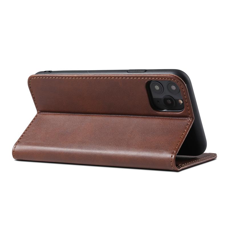Leather Mobile Phone Cases With Cards Slots Magnetic Flip Cowhide Folio Leather Compartment Wallet Case