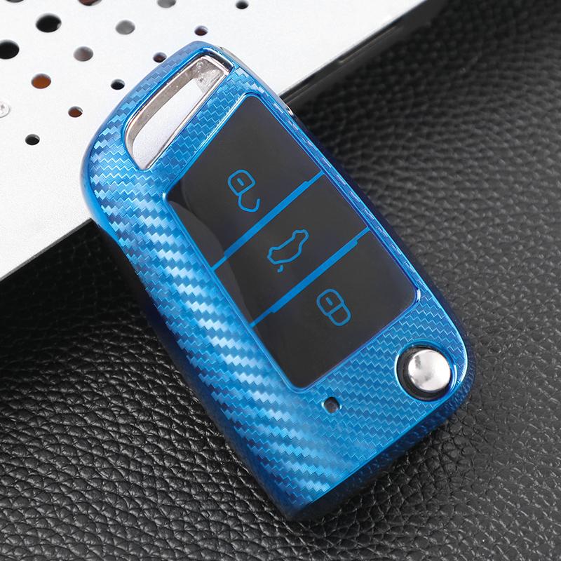TPU Carbon Fiber Car Key Case Cover for VW Volkswagen Golf 7 MK7 Tiguan MK2 for SEAT Ateca Leon FR 2 Ibiza for Skoda Octavia A7