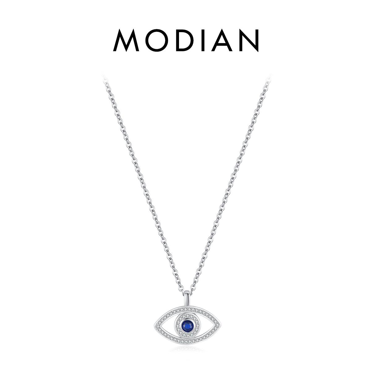 

MODIAN Ожерелье-подвеска Глаз из стерлингового серебра 925 пробы с полым голубым цирконием, модная роскошная цепочка на шею для женщин, платиновое покрытие золотой