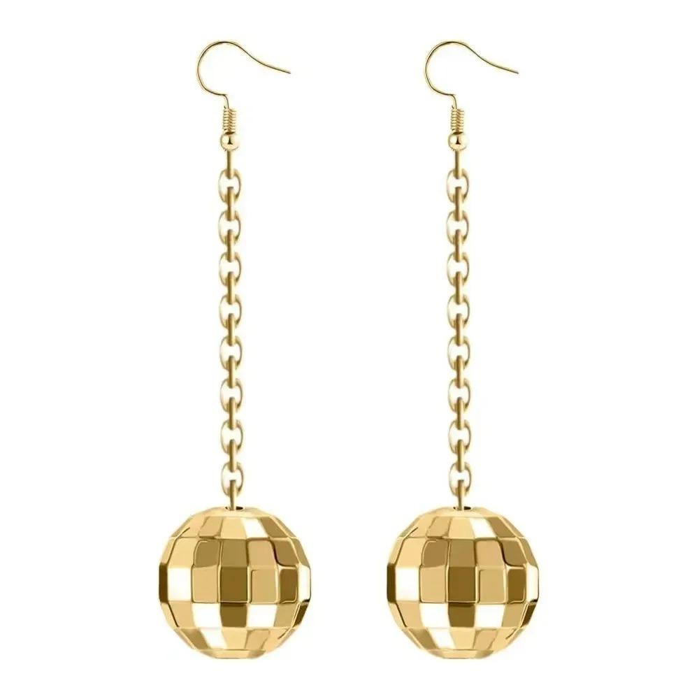 Retro Disco Ball Drop Earrings Women Boho Round Luxury Mirror Party Reflect Earrings Ball Dangle Jewelry Light Disco Earring