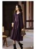 Elegant Plus Size Lace Long-Sleeve Dress for Women - 2025 European Autumn Collection