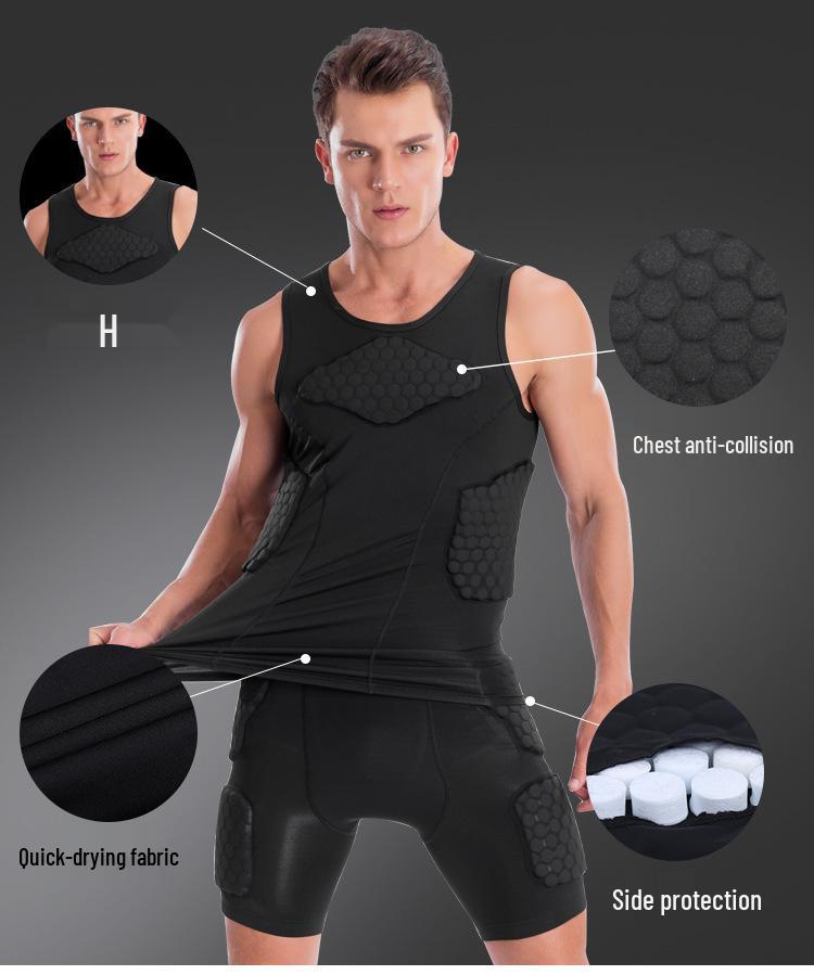 Sportovní vesta s protikolizní voštinovou strukturou a rychleschnoucím materiálem pro basketbal