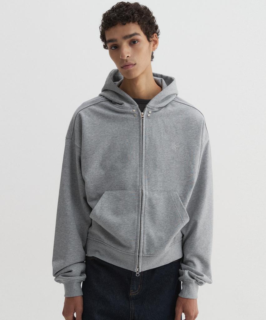 Dnsr Crop Zip-Up Hoodie Gray