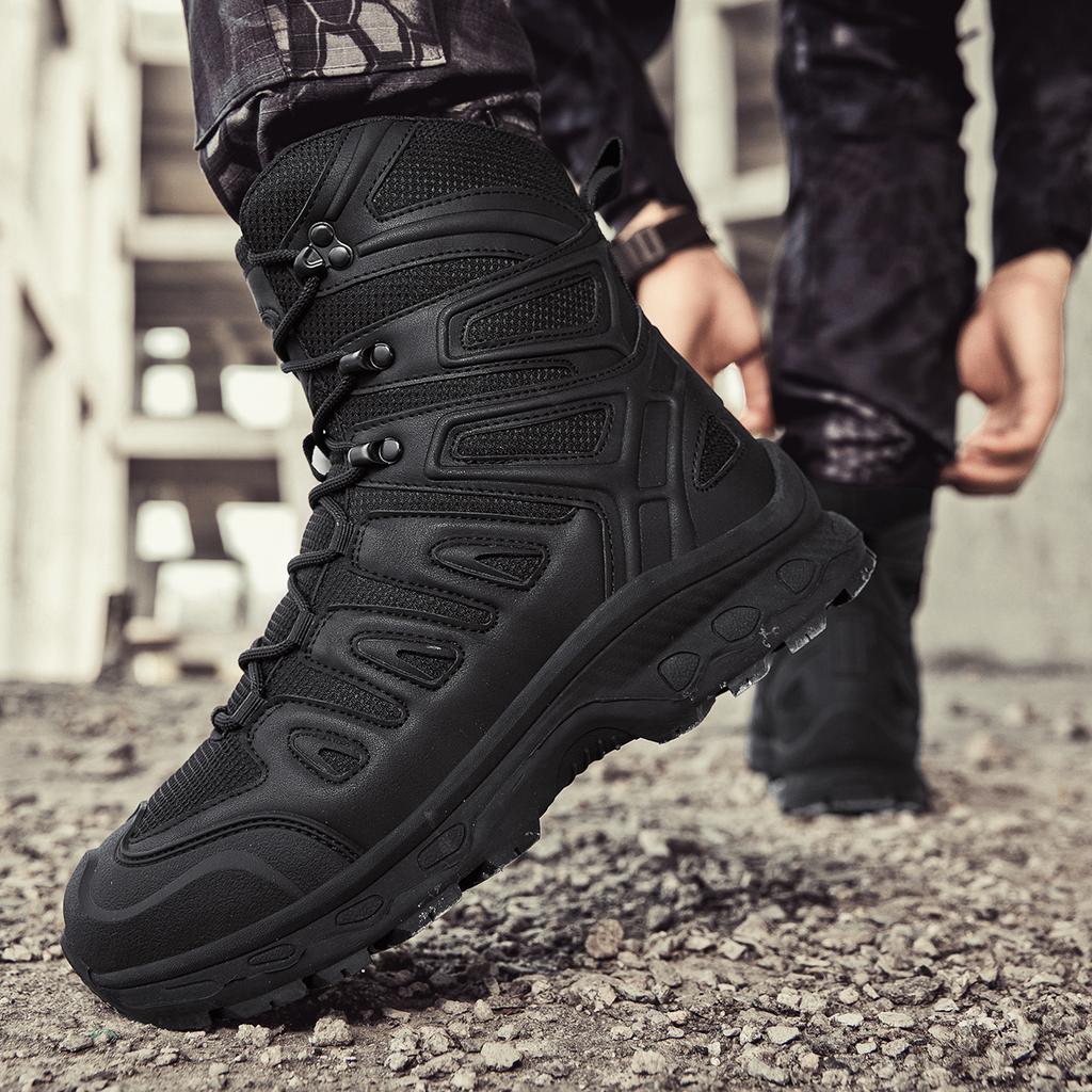 TUINANLE Man Safety Shoes Work Army Boots Breathable Slip Resistant Desert Climbing Hiking Shoes for Men