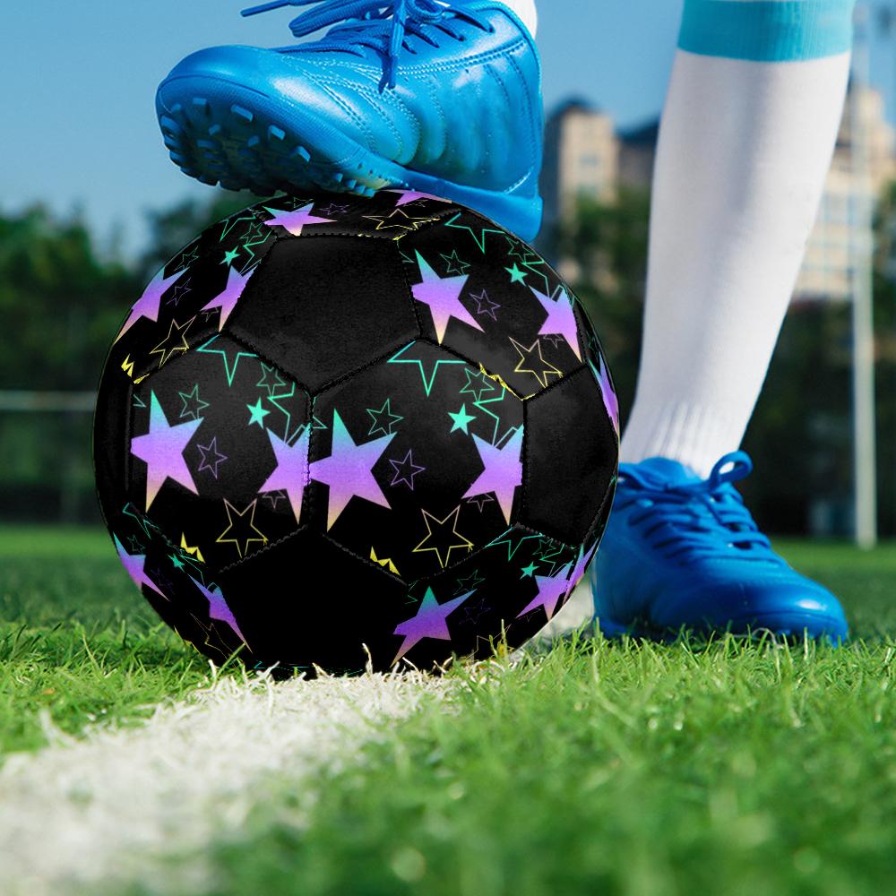 Colorful Pentagram Indoor Soccer Ball Colorful Machine Stitched PVC Size 5 Team Training Competition Ready Durable High-Bounce Cool Sports Gift