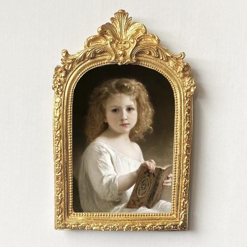 6-inch Vintage Gold Carved Photo Frame Painting Resin Wall Mural Crafts Home Room Desktop Decor Cafe Hotel Wall Accessories Art