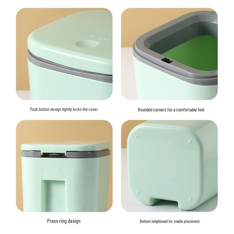 Desktop Trash Can with Lid - Office Storage Bucket for Dorm or Bedroom Tabletop