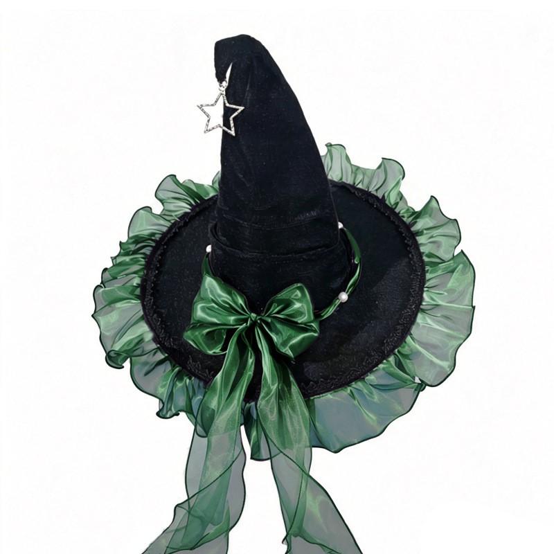 Lolita Witch Hat Headband Halloween Costume Party Cosplay Accessory - Purple Green Black Red Multi-layer Ruffle Design