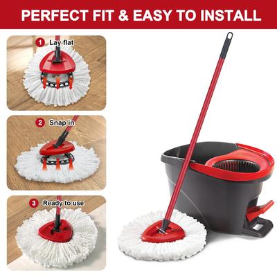 White Mop Head Cloth Replacement Microfiber Mop Refills Spin Mop Cloth Replacement Head for Vileda O-cedar Replacement Mop Heads