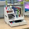 Desktop A4 File & Storage Rack – 4-Link Plastic Bookshelf for Office Supplies