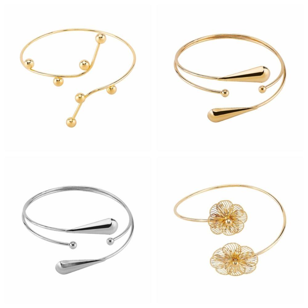 Zinc Zinc Alloy Opening Cuff Bracelets Hollow Flower Circle Upper Arm Bracelet  Arm Accessories