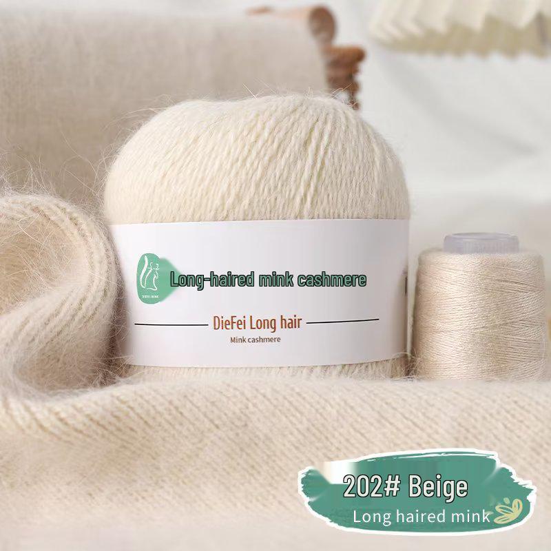 Long-Haired Mink Velvet and Cashmere Yarn: Hand/ Machine-Knitted, Medium-Thick