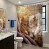 1pc Cute Cat Sleeping Printed Waterproof Shower Curtain Partition Privacy Hanging Curtain with 12 Hooks Multiple Sizes
