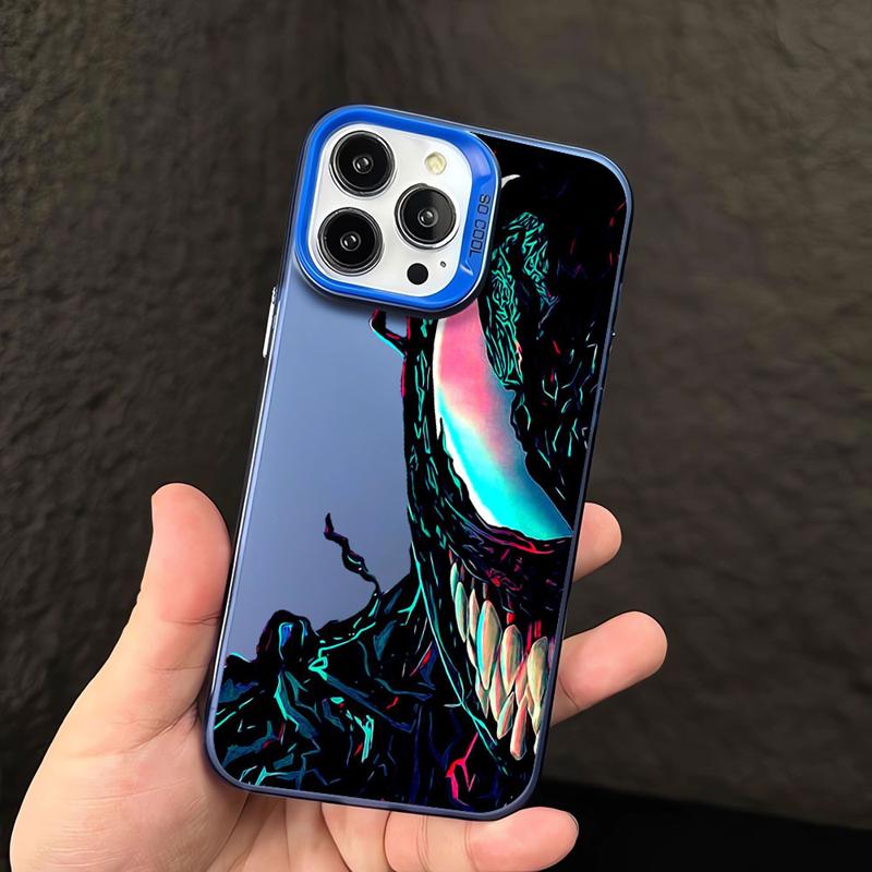 Skvělé barevné stříbrné pouzdro Marvel Venom pro Apple iPhone 15 14 13 11 12 13 Pro Max 14 Plus Funda Luxusní zadní kryt telefonu